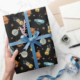 Papier Cadeau cool camping carrelé motif fête
