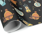 Papier Cadeau cool camping carrelé motif fête (Coin rond)