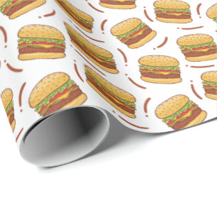 Papier Cadeau cool carrelé hamburger motif
