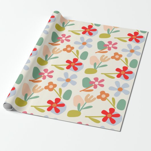 Papier Cadeau Cool D'Apparence Florale Abstraite (Déroulé)