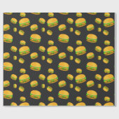 Papier Cadeau Cool et amusant hamburger motif gris foncé (Plat)