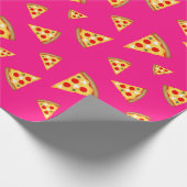 Papier Cadeau Cool et amusant pizza tranches motif rose chaud (Coin)