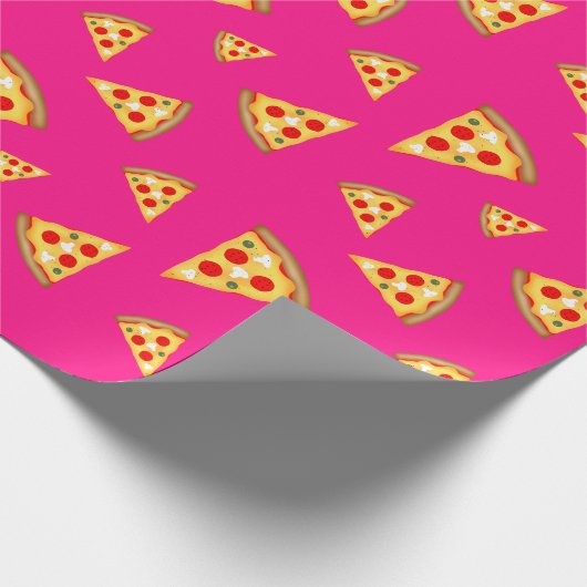 Papier Cadeau Cool et amusant pizza tranches motif rose chaud (Coin)