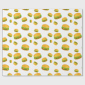 Papier Cadeau Cool et amusant yummy burger motif blanc (Plat)