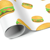 Papier Cadeau Cool et amusant yummy burger motif blanc (Coin rond)