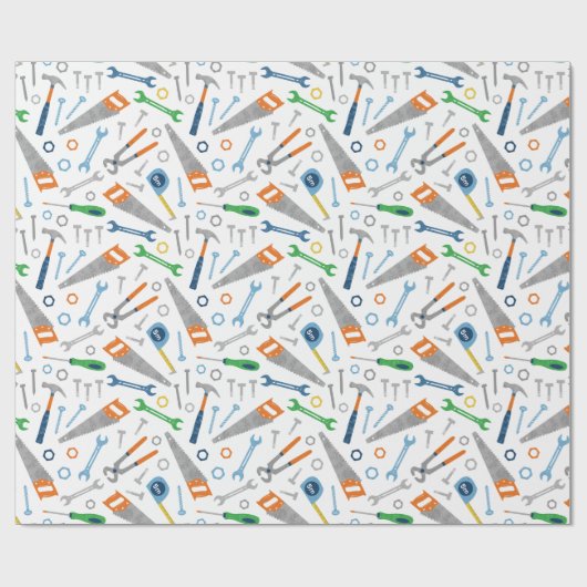 Papier Cadeau Cool et outils mignons motif en blanc (Plat)