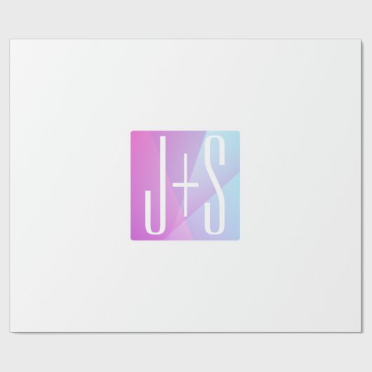 Papier Cadeau Cool Géométrique rose et pourpre | Initiales de co (Plat)
