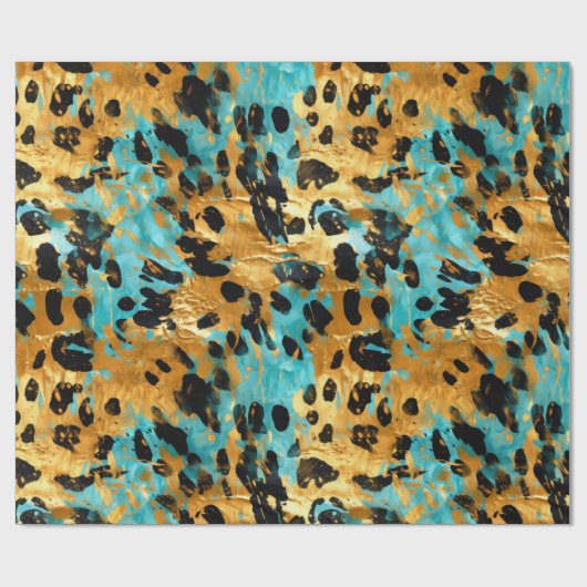 Papier Cadeau Cool Gold Aqua Leopard (Plat)