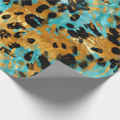 Papier Cadeau Cool Gold Aqua Leopard (Coin)