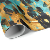 Papier Cadeau Cool Gold Aqua Leopard (Coin rond)