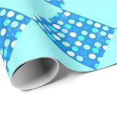 Papier Cadeau Cool grands points bleus, blancs, bleu clair (Coin rond)