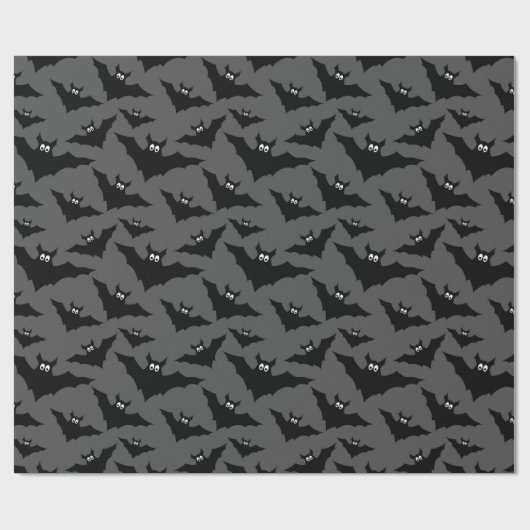 Papier Cadeau Cool gris noir Volant chauves-souris motif Hallowe (Plat)