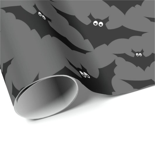 Papier Cadeau Cool gris noir Volant chauves-souris motif Hallowe (Coin rond)