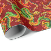 Papier Cadeau cool japonais Dragon carrelé motif (Coin rond)