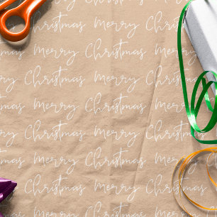 Papier Cadeau Cool Joyeux script de Noël police motif kraft