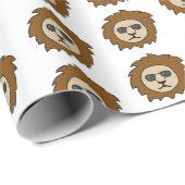Papier Cadeau Cool Lion Head Motif Enfants Animaux (Coin rond)