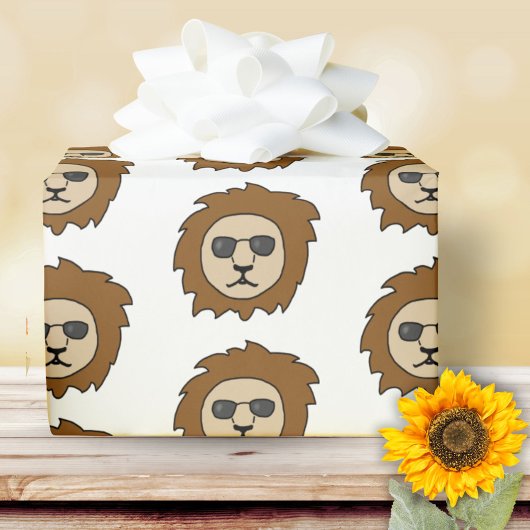 Papier Cadeau Cool Lion Head Motif Enfants Animaux