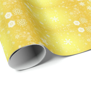 Papier Cadeau Cool Magnifique flocon de neige jaune Noël