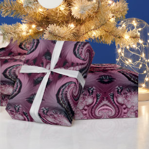 Papier Cadeau Cool Maroon et noir Motif décoratif fractal