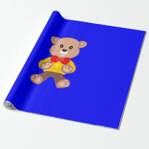 Papier Cadeau Cool mignonne petit Bowtie Teddy Bear sur bleu