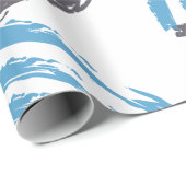 Papier Cadeau Cool, moderne, bleu abstrait tendance (Coin rond)