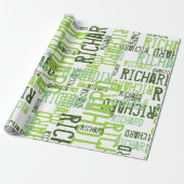 Papier Cadeau cool & moderne citron vert nom, typographie (Déroulé)