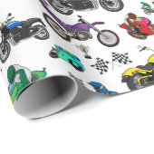 Papier Cadeau Cool Motorcycle Illustrations Motif (Coin rond)