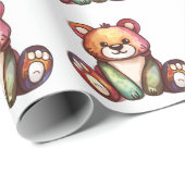 Papier Cadeau Cool Ours mou Teddy positif (Coin rond)