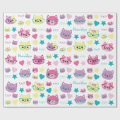 Papier Cadeau Cool Pastel Chats Avec Verres Motif (Plat)