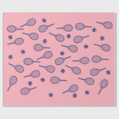 Papier Cadeau Cool Pastel Pink Retro Racquets de Tennis Motif (Plat)