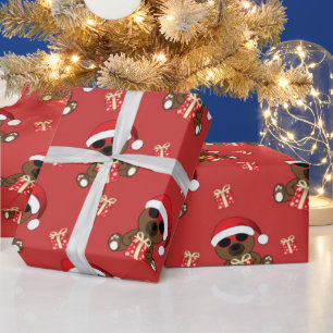 Papier Cadeau Cool Père Noël Ours avec lunettes de soleil cadeau