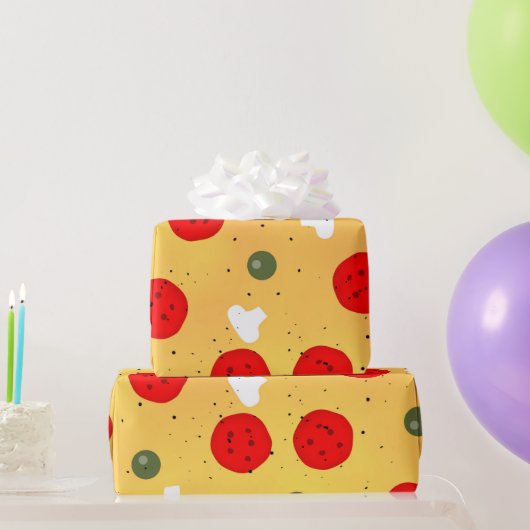 Papier Cadeau Cool plaisir pizza fête pepperoni champignon (Cadeaux de fête)