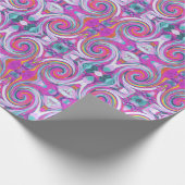 Papier Cadeau Cool Retro Magenta, Rose et Blue Liquid Art Swirl (Coin)