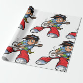 Papier Cadeau Cool Rock Star Guitariste Fun Musicien (Déroulé)