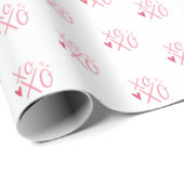 Papier Cadeau Cool rose "XOXO"Coeurs Heureuse Sainte-Valentin (Coin rond)