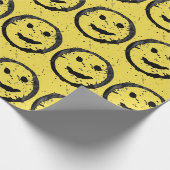 Papier Cadeau Cool Sardé Joyeux visage souriant motif jaune (Coin)