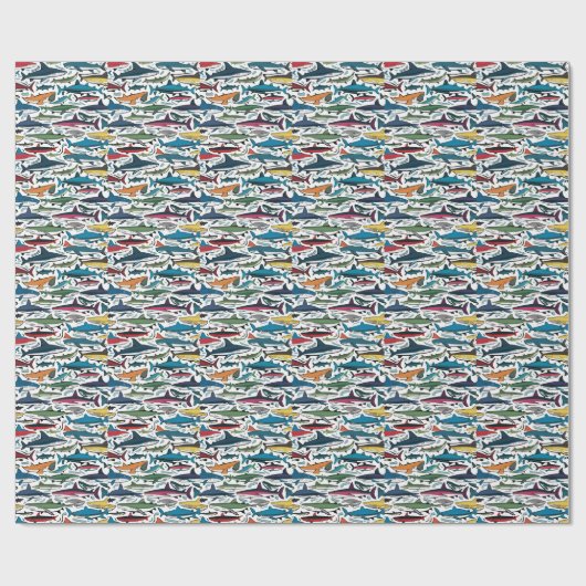 Papier Cadeau Cool Shark Imprimer Plage Abstrait Enveloppe cadea (Plat)