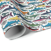 Papier Cadeau Cool Shark Imprimer Plage Abstrait Enveloppe cadea (Coin rond)