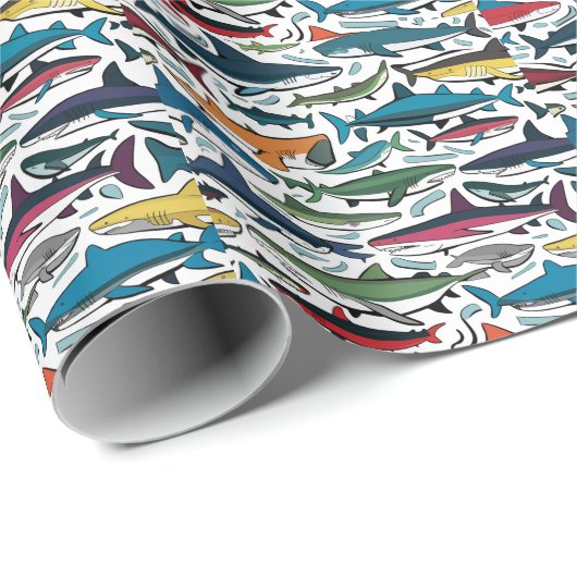 Papier Cadeau Cool Shark Imprimer Plage Abstrait Enveloppe cadea (Coin rond)