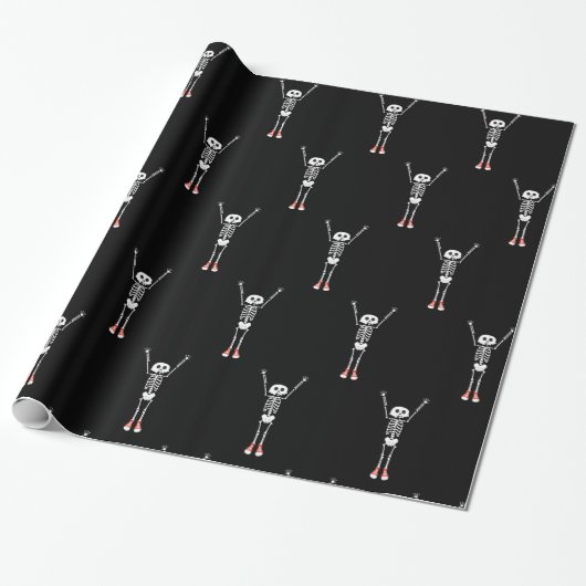 Papier Cadeau Cool Skeleton Halloween Design (Déroulé)