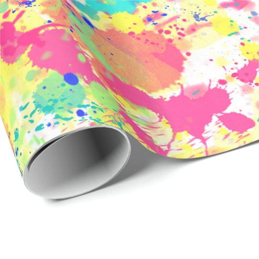 Papier Cadeau Cool tendance aquarelle éclaboussures art abstrait (Coin rond)