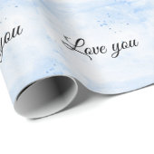 Papier Cadeau Cool tendance Blue LOVE (Coin rond)