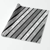 Papier Cadeau Cool violon moderne Motif rayé rétro chic gris (Déroulé)