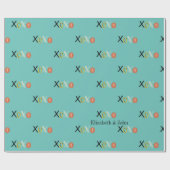 Papier Cadeau Cool "XOXO" Coeurs Saint-Valentin Monnaie verte (Plat)