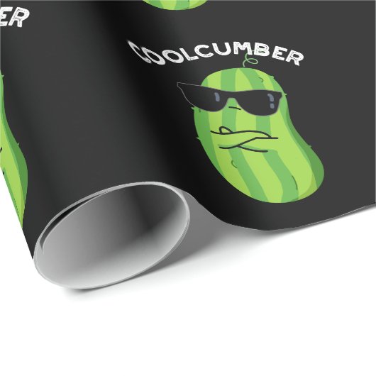 Papier Cadeau Coolcumber Funny Veggie Cucumber Pun Dark BG (Coin rond)