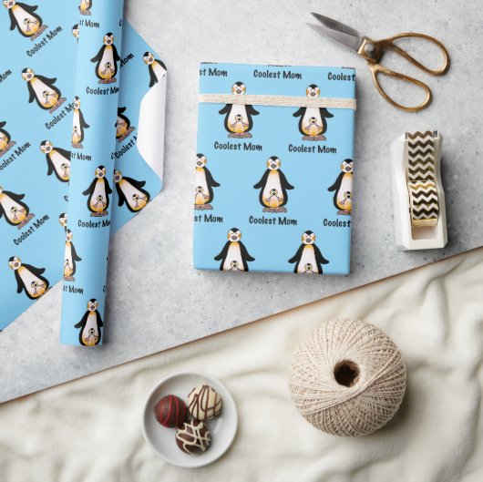Papier Cadeau Coolest Mom Penguin Family Design (Artisanat)