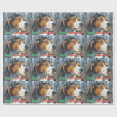 Papier Cadeau Coonhound de marcheur de Treeing de Joyeux Noël (Plat)