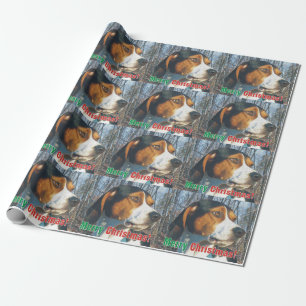 Papier Cadeau Coonhound de marcheur de Treeing de Joyeux Noël