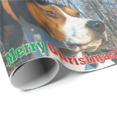 Papier Cadeau Coonhound de marcheur de Treeing de Joyeux Noël (Coin rond)