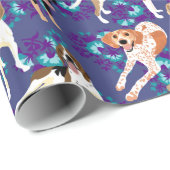 Papier Cadeau Coonhound floral (bleu) (Coin rond)